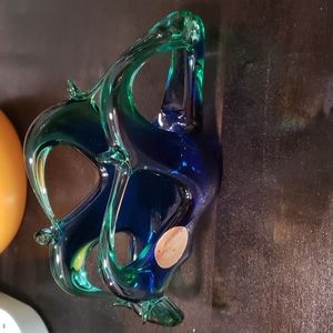 Murano style napkin holder green and blue